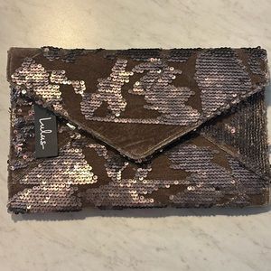 Sequin velvet clutch. New with tags.
